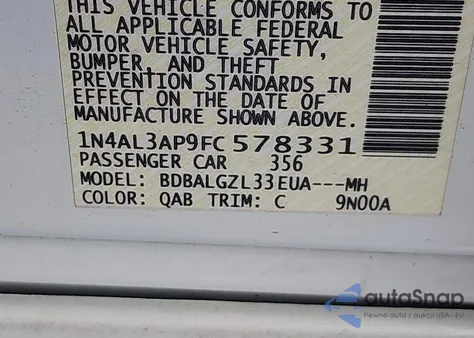 2015 Nissan Altima 2.5 S from USA, damaged, VIN 1N4AL3AP9FC578331